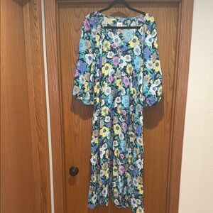 Gap Maternity Floral Blue Maxi Dress
